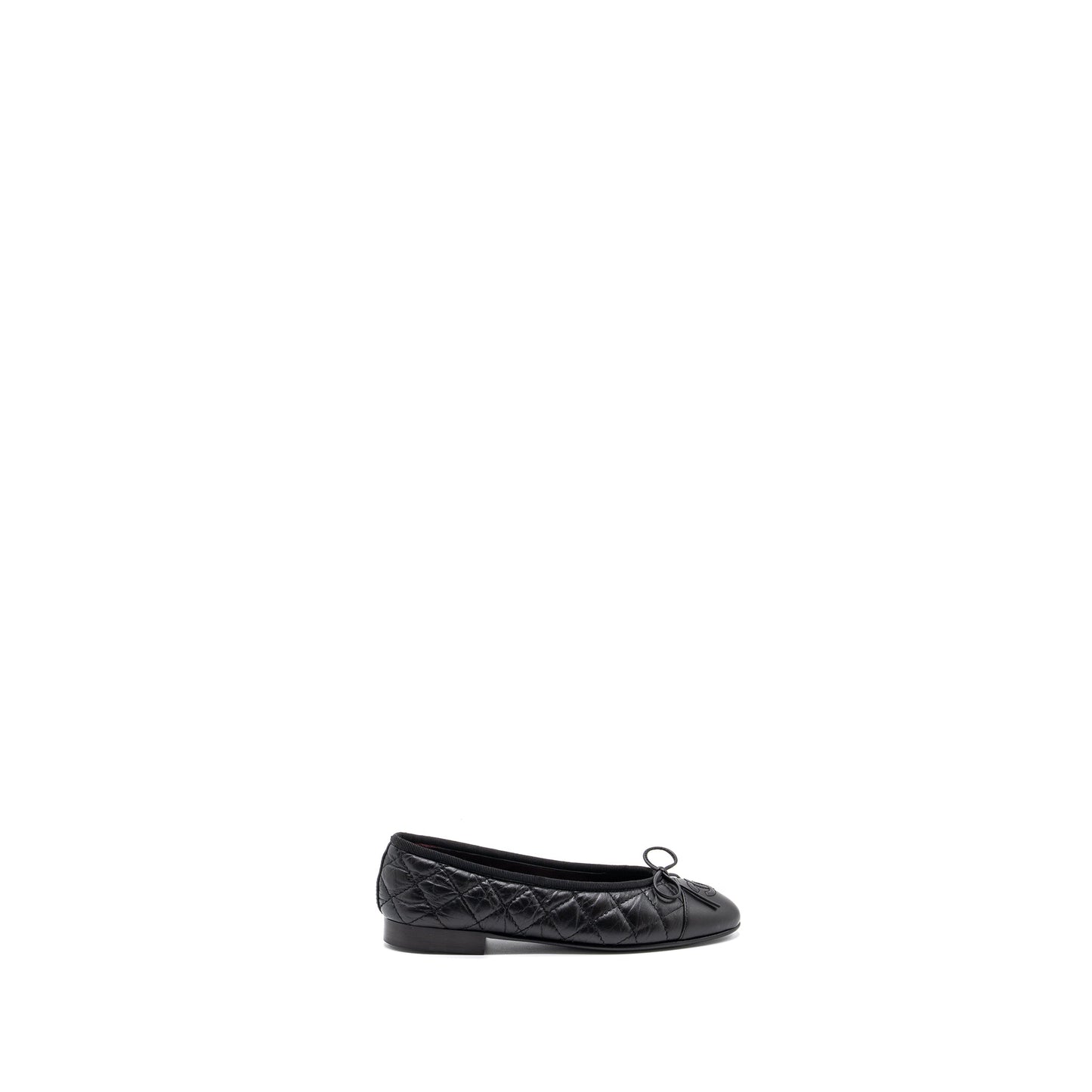 Chanel Size 34 Ballerina Quilted flat Shoes Calfskin Black