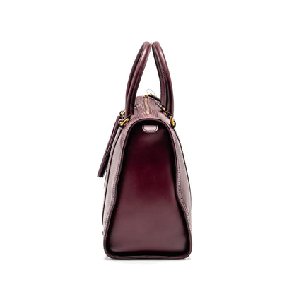 Gucci Vintage Duilio Brogue Boston Bag Calfskin Burgundy