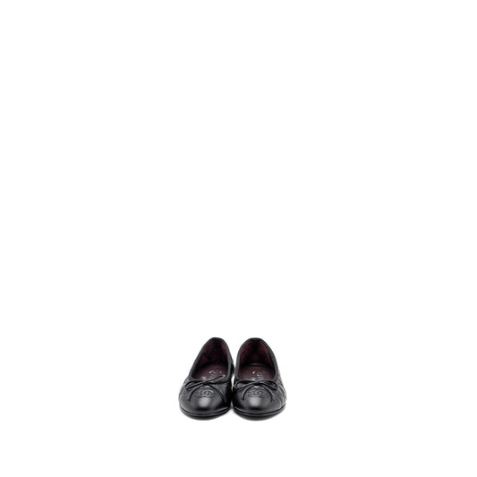 Chanel Size 34 Ballerina Quilted flat Shoes Calfskin Black