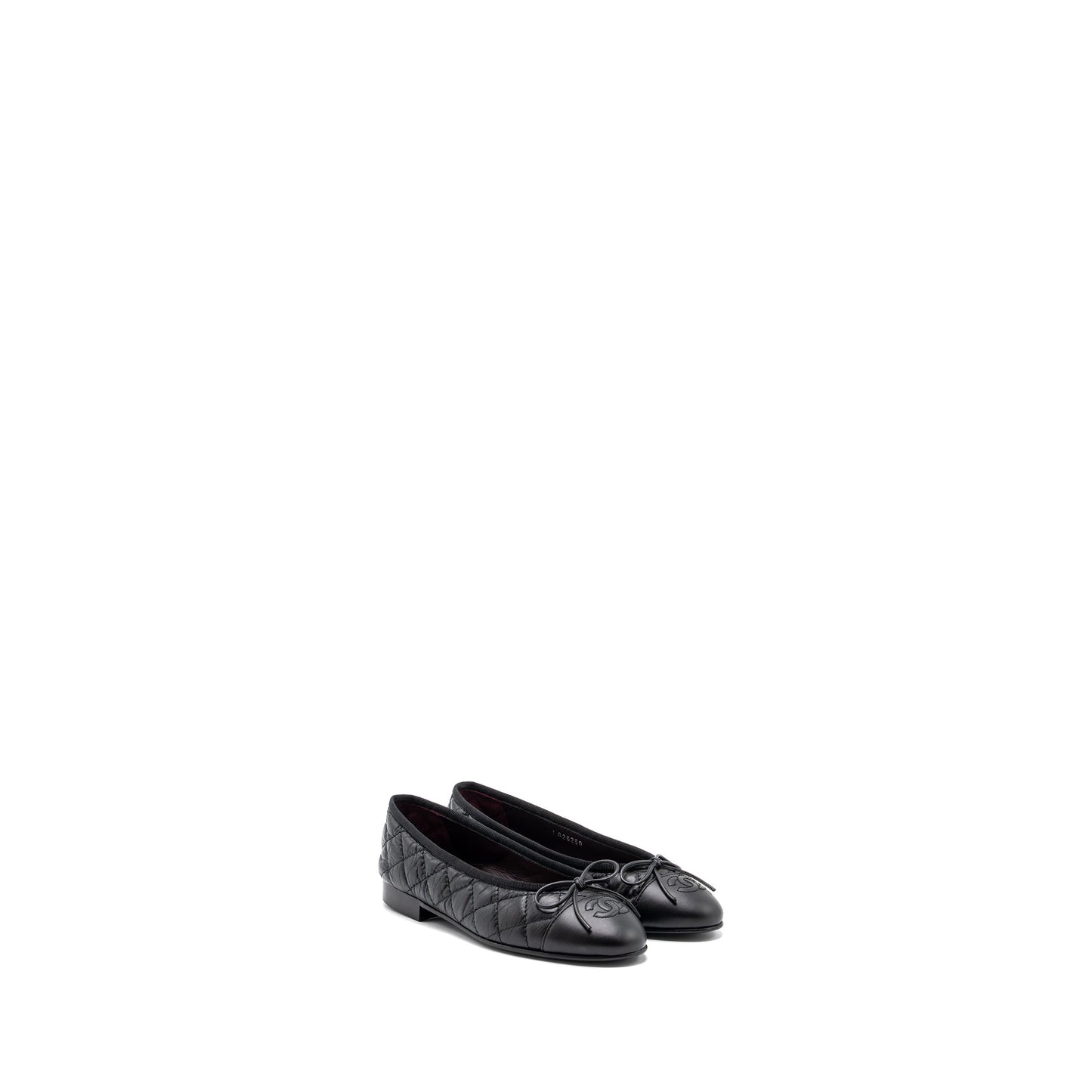 Chanel Size 34 Ballerina Quilted flat Shoes Calfskin Black