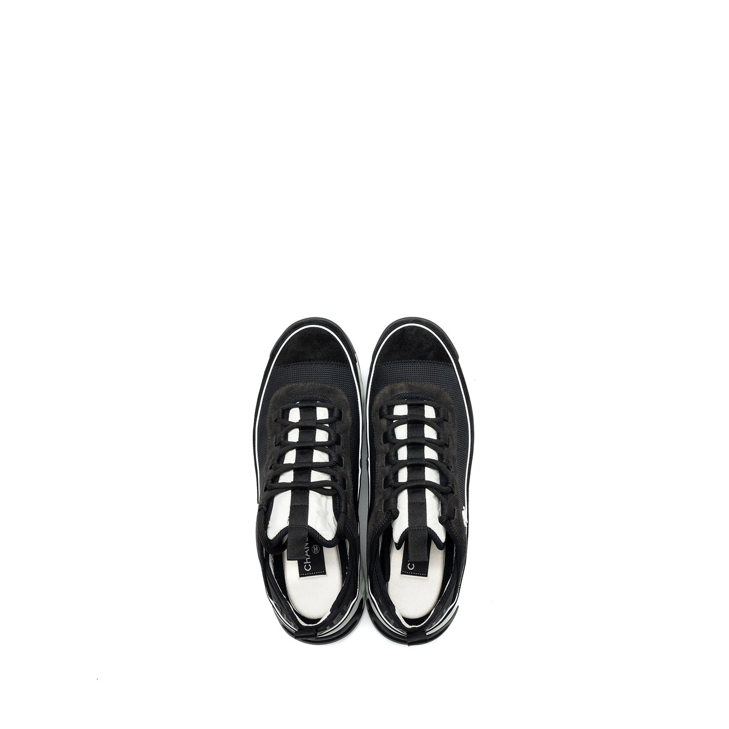 Chanel Size 44 Classic Sneaker Fabric/Suede Calfskin Black/White