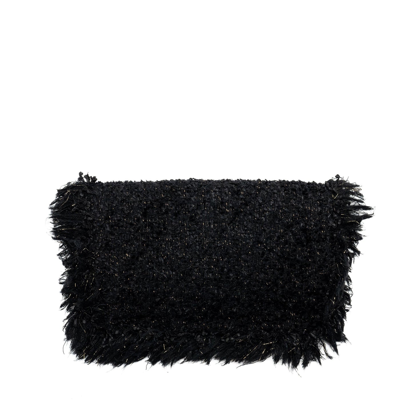 Chanel Fringe Paris Cosmopolite Clutch Tweed Black