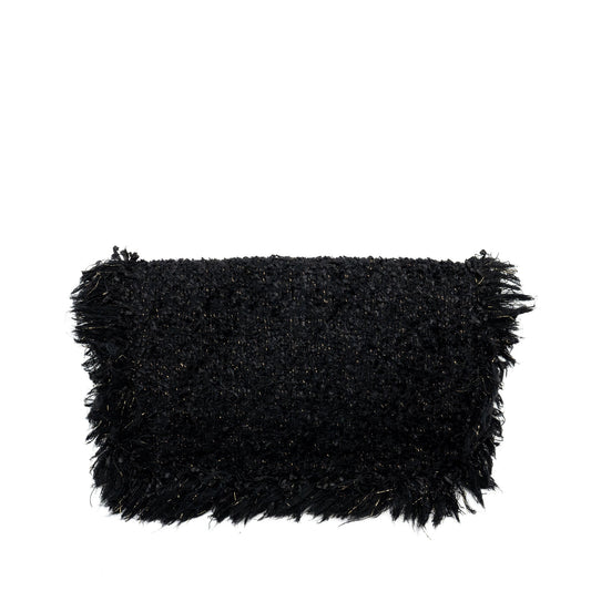 Chanel Fringe Paris Cosmopolite Clutch Tweed Black