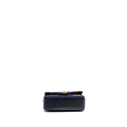 Chanel Mini Rectangular Flap bag fabric / lambskin navy