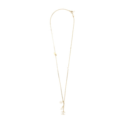 Chanel No.5/Star/CC Logo Dropped Crystal Necklace Light Gold Tone