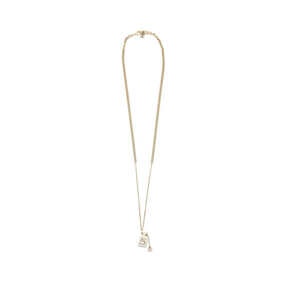 Chanel No.5 Perfume Bottle Long Necklace Light Gold Tone