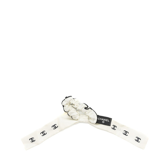 Chanel 23p Hair tie Silk Twill Black/White