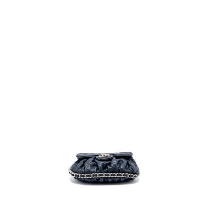Chanel Mini Round Flap Bag With Chain Aged Calfskin Navy
