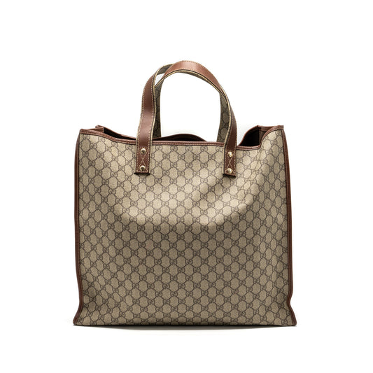 Gucci large shopping tote bag GG supreme canvas / brown