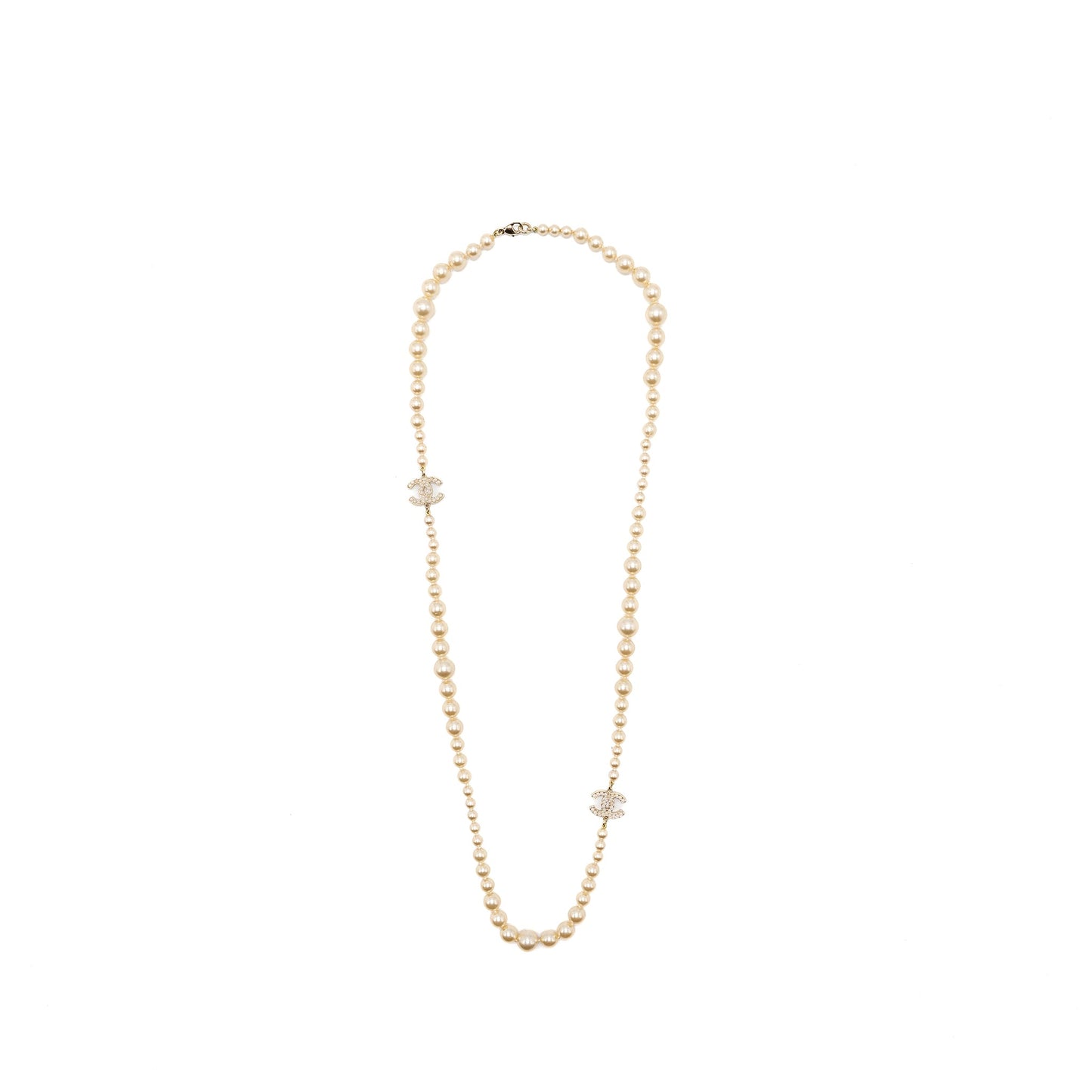 Chanel CC Logo Pearl Long Necklace L