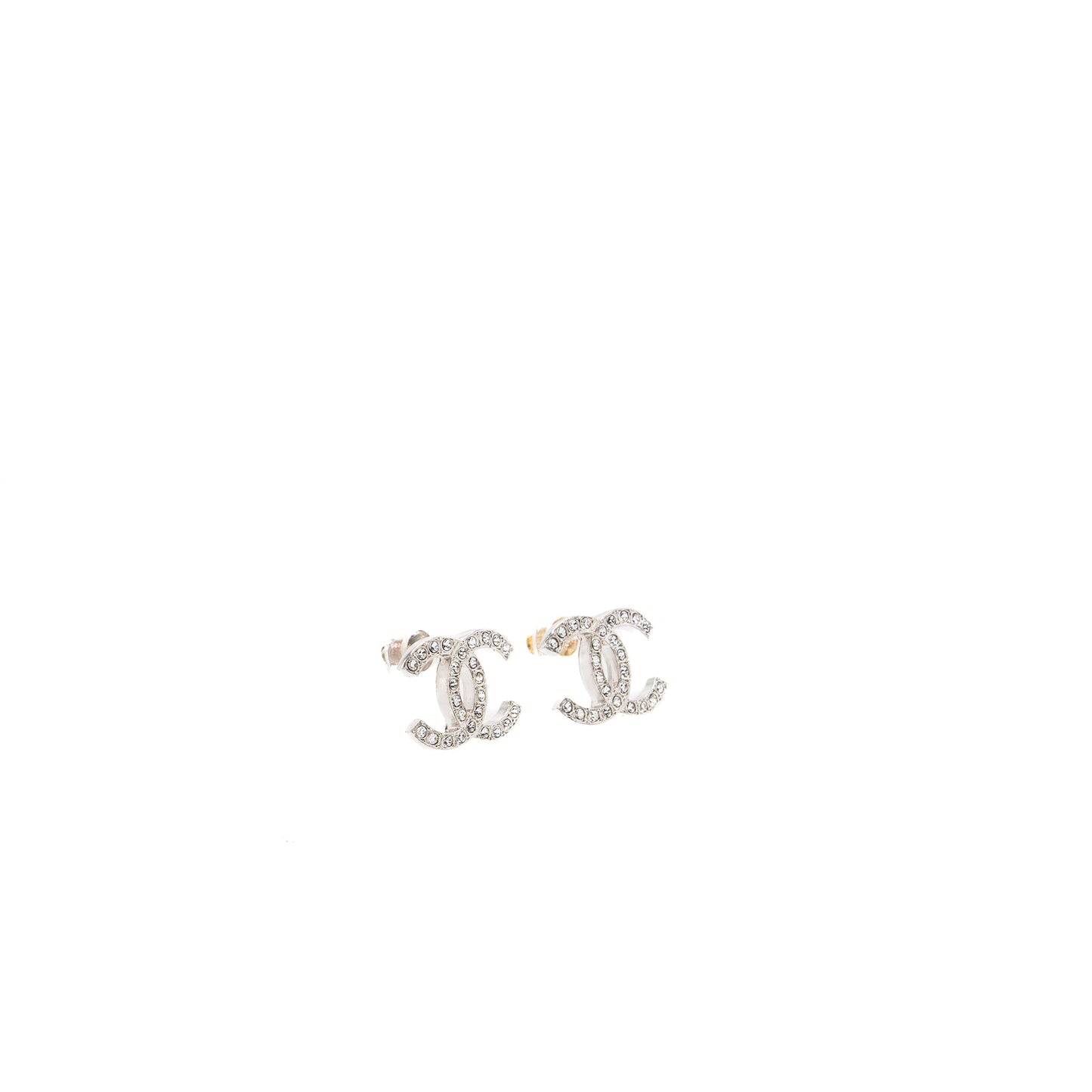 Chanel 22C CC Logo Earrings Crystal