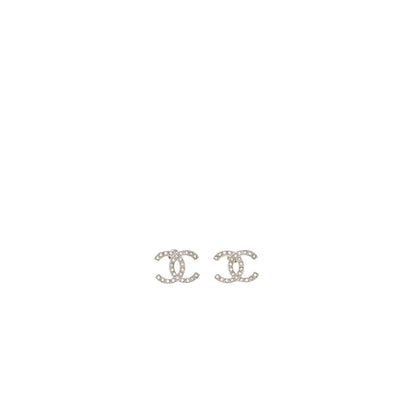 Chanel 22C CC Logo Earrings Crystal