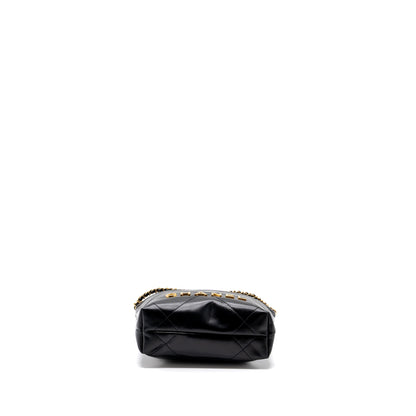 Chanel mini 22 bag shiny calfskin black  (microchip)