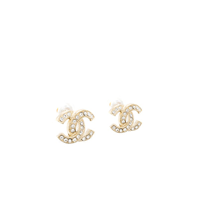 Chanel Classic CC Logo Earrings Crystal L