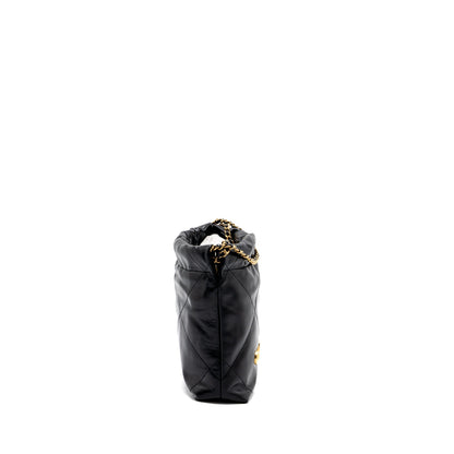 Chanel mini 22 bag shiny calfskin black  (microchip)