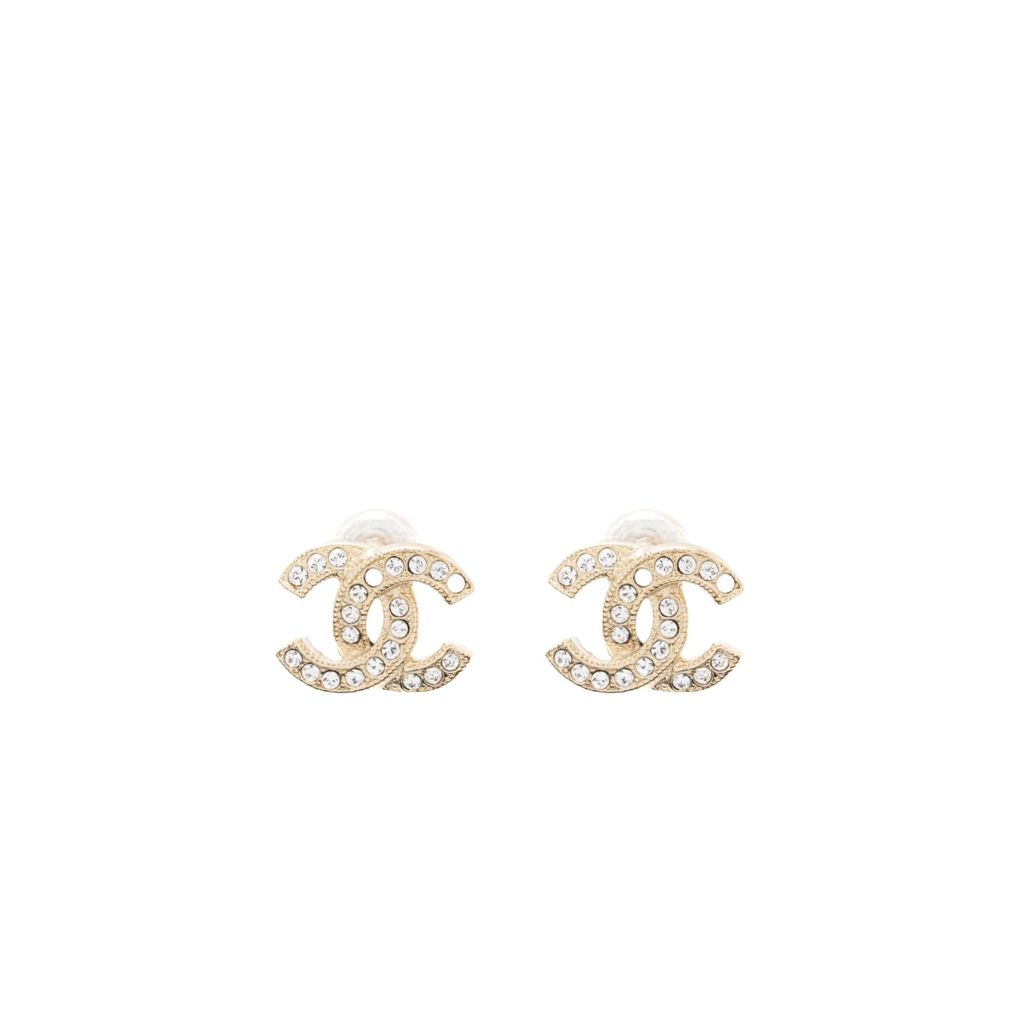 Chanel Classic CC Logo Earrings Crystal L