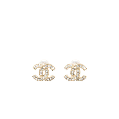 Chanel Classic CC Logo Earrings Crystal L