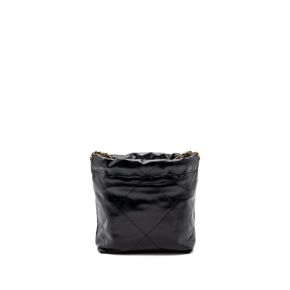 Chanel mini 22 bag shiny calfskin black  (microchip)