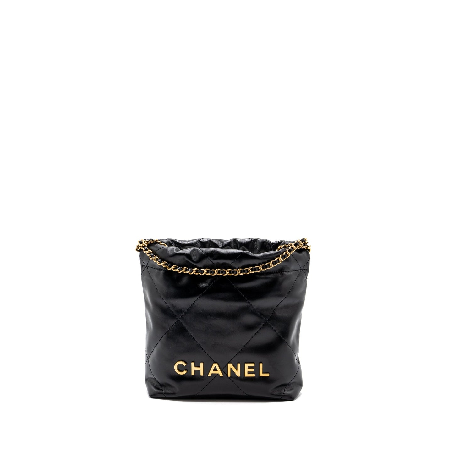 Chanel mini 22 bag shiny calfskin black  (microchip)