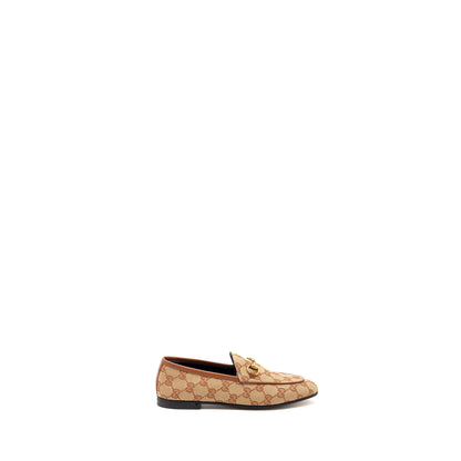 Gucci Size 35.5 Jordan Loafers canvas dark beige