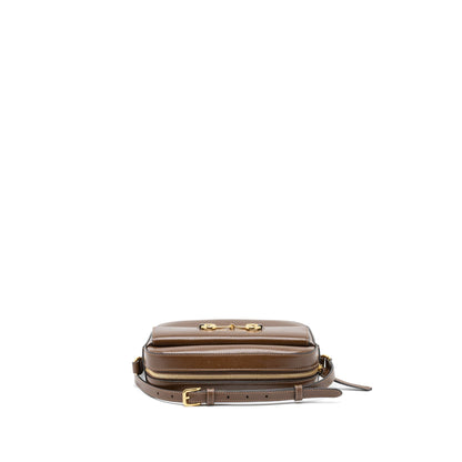 Gucci Horsebit Shoulder Bag Calfskin Brown