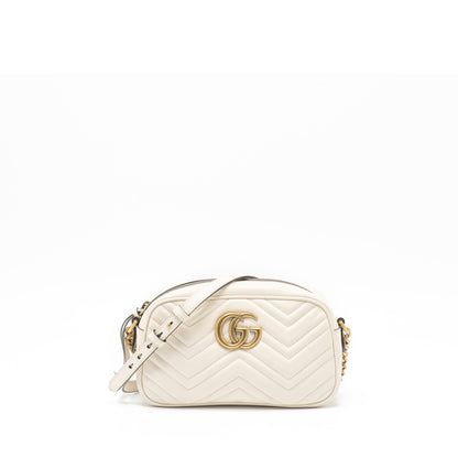 Gucci GG Marmont Camera Shoulder Bag Calfskin White