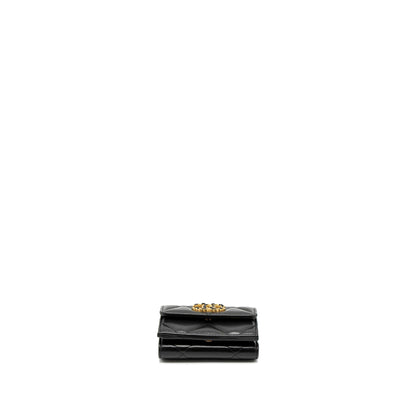 Chanel 19 Flap Compact Wallet Lambskin Black  (Microchip)