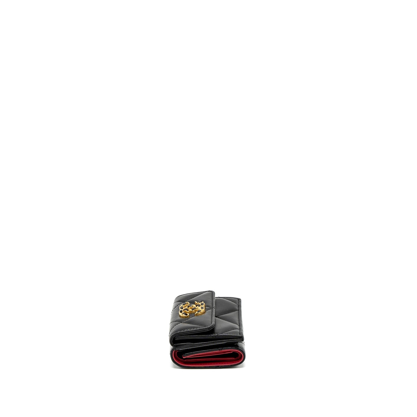 Chanel 19 Flap Compact Wallet Lambskin Black  (Microchip)