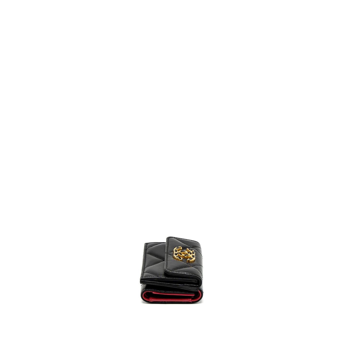 Chanel 19 Flap Compact Wallet Lambskin Black  (Microchip)