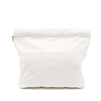 Chanel Small 22 Bag Black Letter Shiny Calfskin White Brushed  (Microchip)