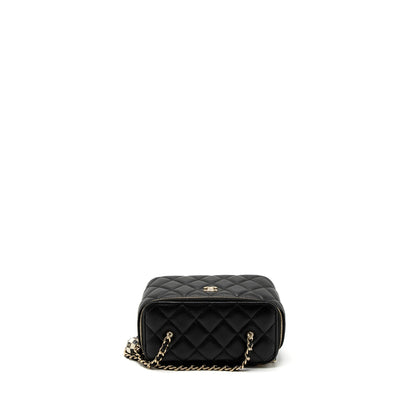 Chanel 23C Pearl Crush Long Vanity with Chain Lambskin Black L (Microchip)