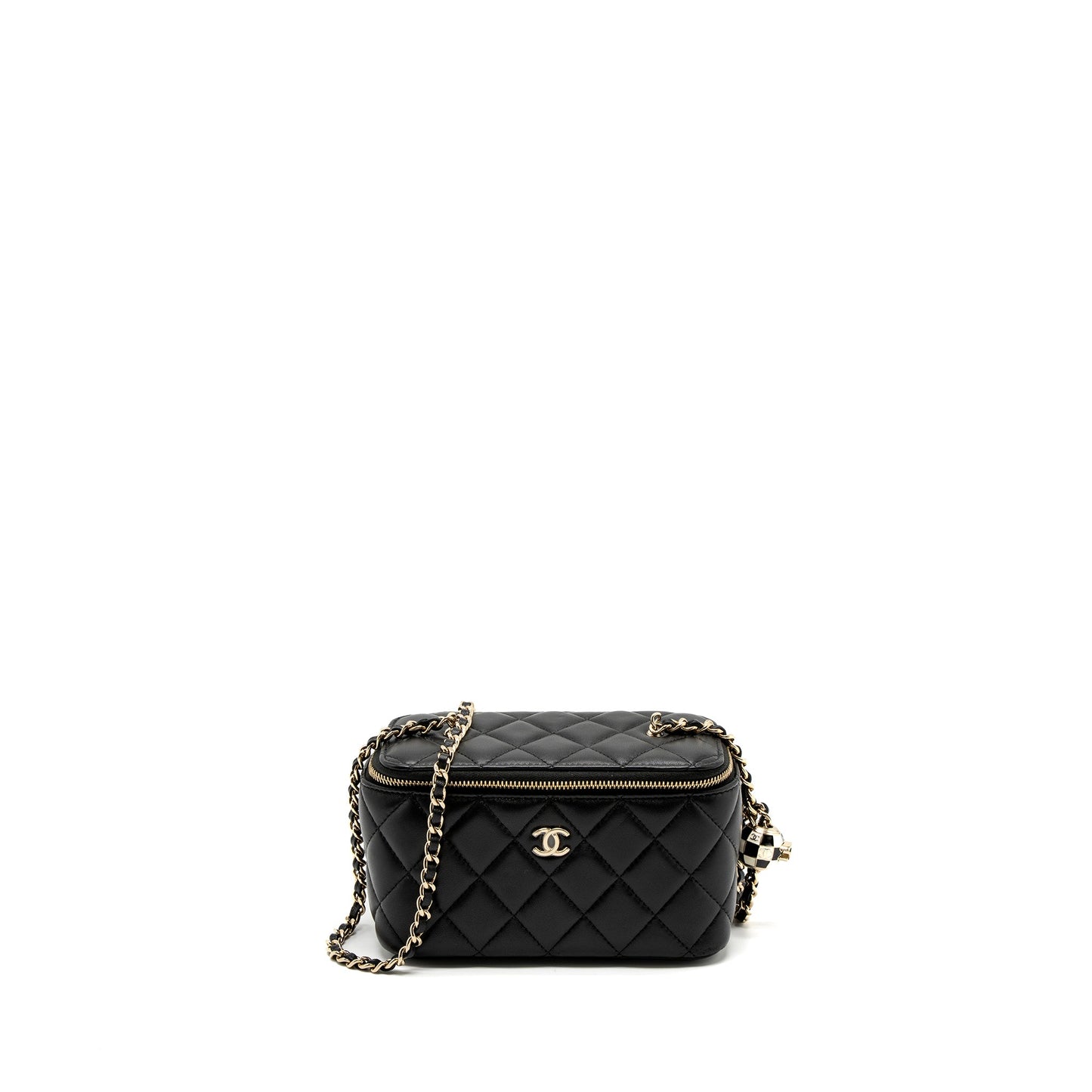 Chanel 23C Pearl Crush Long Vanity with Chain Lambskin Black L (Microchip)