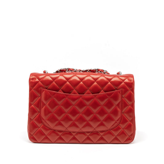 Chanel Jumbo Classic Single Flap Bag Lambskin Red