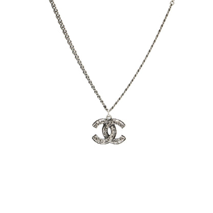 Chanel CC Logo Necklace Crystal/ Pearl Ruthenium Hardware