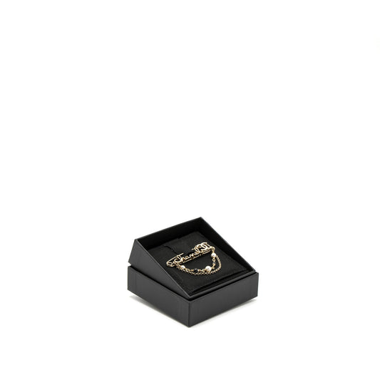 Chanel Pearl Drop Brooch Light Gold Tone