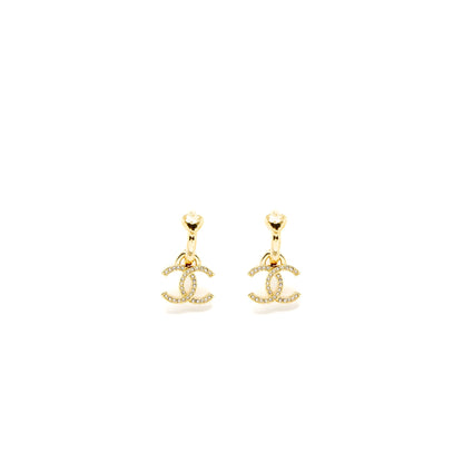 Chanel CC Drop Earrings Gold Tone