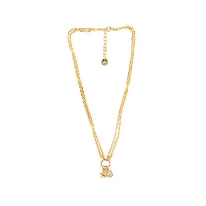 Dior CD and Star Necklace Crystal Gold Tone