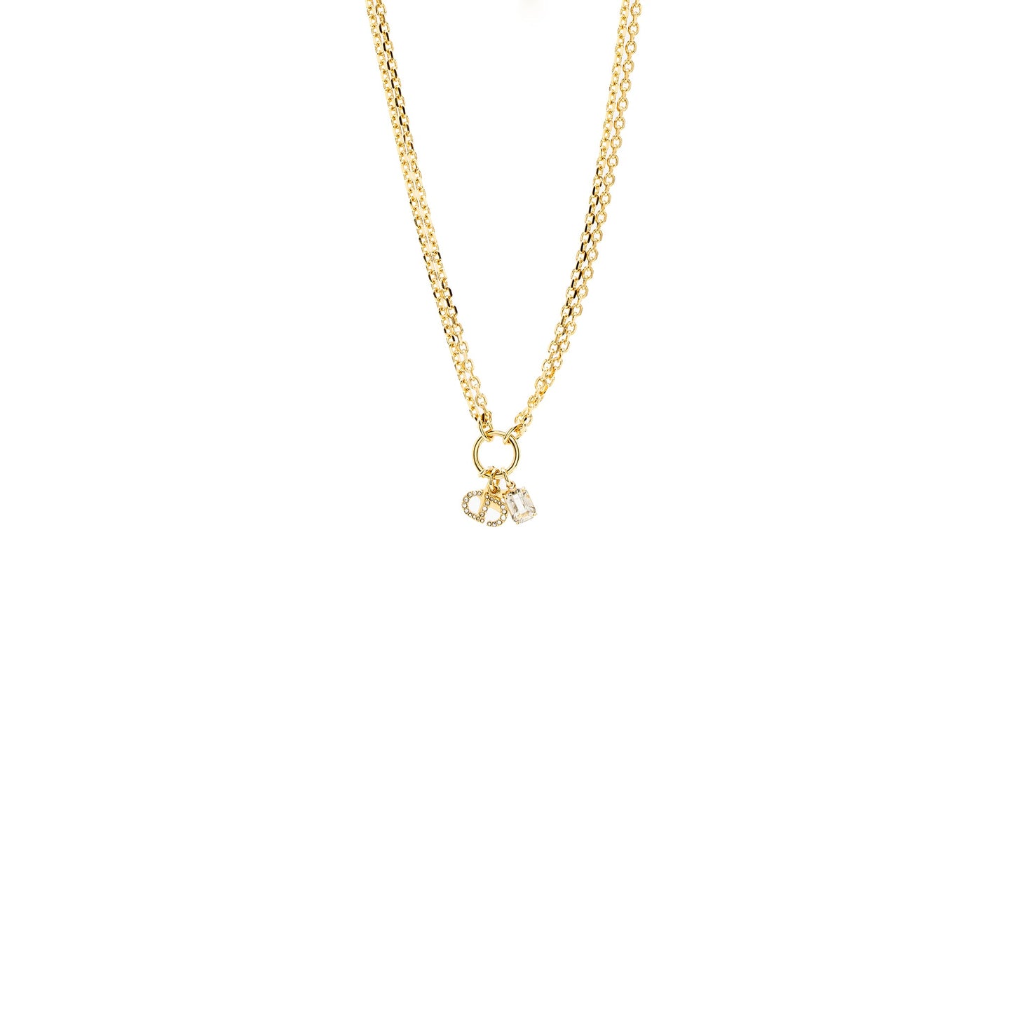 Dior CD and Star Necklace Crystal Gold Tone