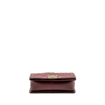 Chanel Medium Boy Bag Lambskin Dark Red L