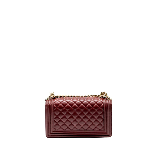 Chanel Medium Boy Bag Lambskin Dark Red L