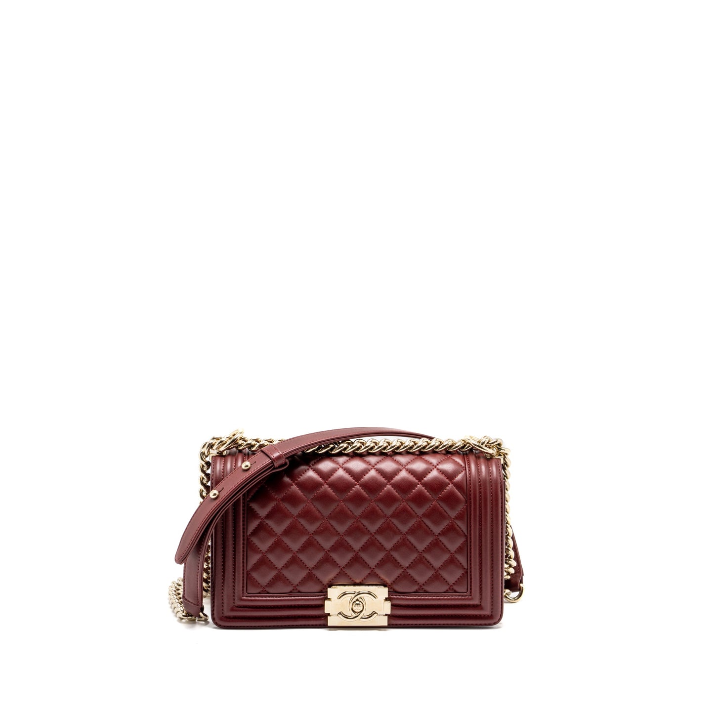 Chanel Medium Boy Bag Lambskin Dark Red L