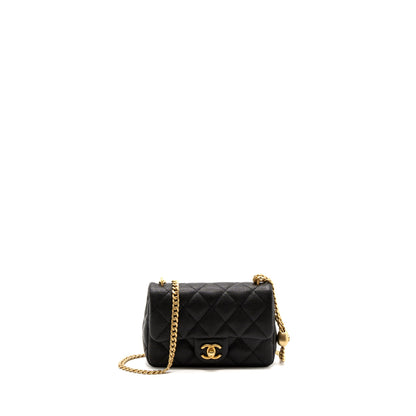 Chanel 23P mini Coco Love Flap Bag Caviar Black Brushed (Microchip)