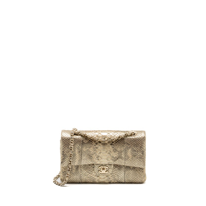 Chanel medium classic double flap bag python Gold