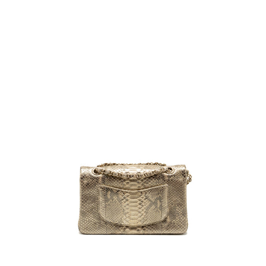 Chanel medium classic double flap bag python Gold