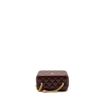 Chanel Long Vanity With Gem Chain Lambskin Burgundy  (Microchip)