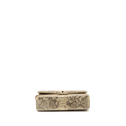Chanel medium classic double flap bag python Gold