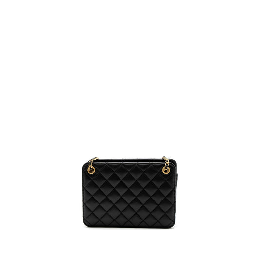 Chanel Giant CC Logo Mini Tote Bag Lambskin Black