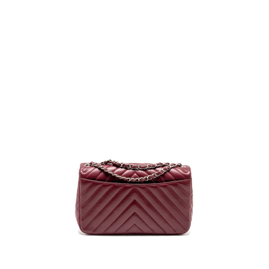 Chanel Chevron Flap bag Lambskin dark red