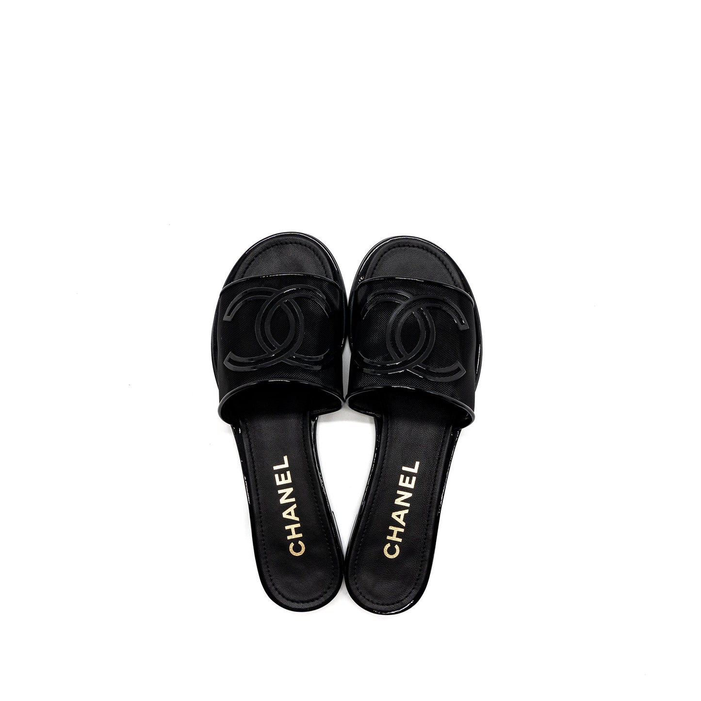 Chanel Size 38 CC Logo Sandals Black