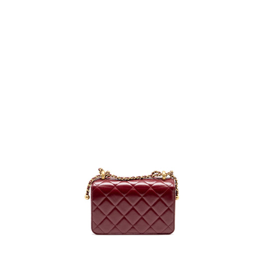 Chanel Gold Crush mini Flap bag Calfskin Red  (microchip)